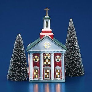 Department 56 NIB Porcelain Snow Village Colonial Church, #51195, 01/1989